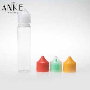 70ml CG unicorn V3 clear bottle with clear childproof tamper cap