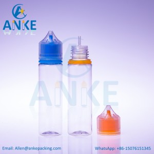 ANKE-Refill-V3: 60ml PET unicorn bottles with updated caps and screw tips