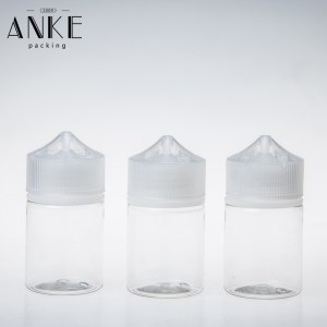 60ml CG unicorn V3 clear short and fat bottle with clear childproof tamper cap