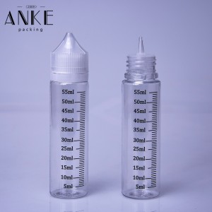 60ml CG unicorn V1 clear PET bottles with black child tamper proof caps and tips