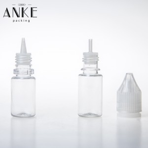 10ml CG unicorn V1 clear PET bottles with black child tamper proof caps and tips