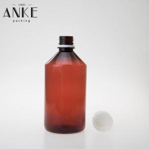 500ml PET amber bottle with white childproof tamper cap