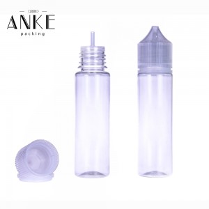 60ml CG unicorn V3 clear bottle with clear childprof tamper cap