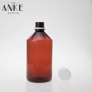 500ml PET amber bottle with white childproof tamper cap