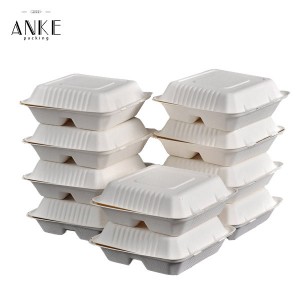 Customizable 3 Compartment Compostable Sugarcane Pulp Bagasse Food Container Lunch Box