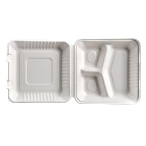 Customizable 3 Compartment Compostable Sugarcane Pulp Bagasse Food Container Lunch Box