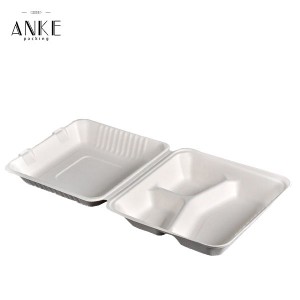 Customizable 3 Compartment Compostable Sugarcane Pulp Bagasse Food Container Lunch Box