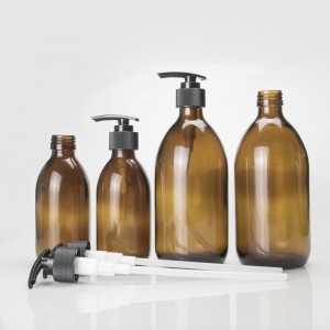 Amber Personal Care Glass Lotion Pump Bottles