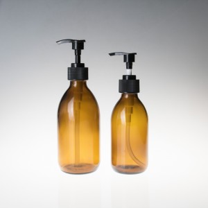 Amber Personal Care Glass Pump Bottle