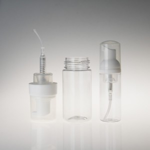 Transparent plastic PET pump bottles