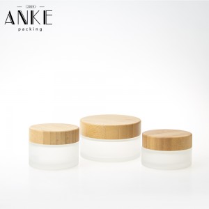 30g Frosted Glass Cream Jar with bamboo and screw cap