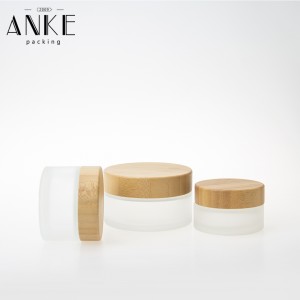 30g Frosted Glass Cream Jar with bamboo and screw cap