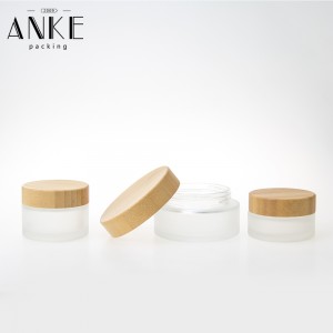 30g Frosted Glass Cream Jar with bamboo and screw cap