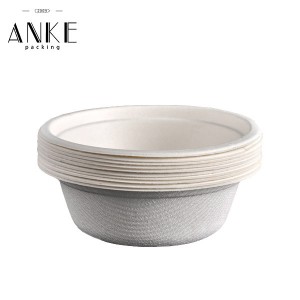 Eco-Friendly Compostable Biodegradable White Sugarcane Pulp Bowl