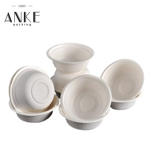 Eco-Friendly Compostable Biodegradable White Sugarcane Pulp Bowl