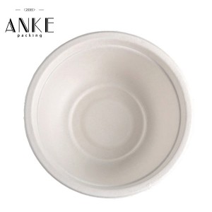 Eco-Friendly Compostable Biodegradable White Sugarcane Pulp Bowl