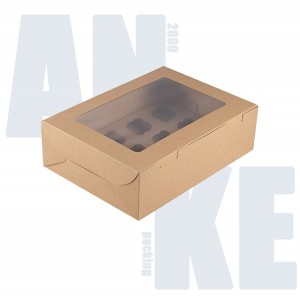 Custom Kraft Cupcake Box with Window – Anke Packing