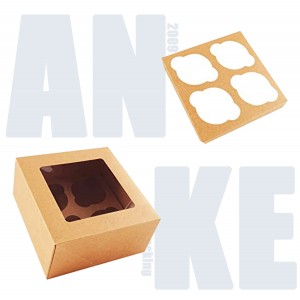 Custom Kraft Cupcake Box with Window – Anke Packing