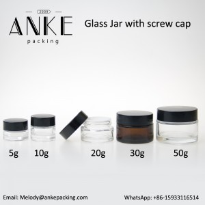 10g Clear Glass Jar with black screw cap