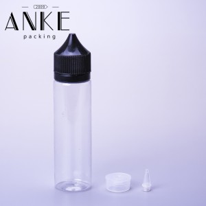 60ml CGU Refill V1 unicorn bottle clear/black bottle with clear/black cap SCREW TIP